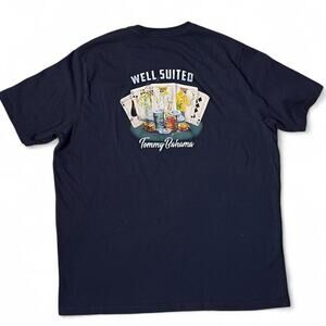 Tommy Bahama Well Suited Poker Graphic T-Shirt Navy Blue Short Sleeve Tee X
